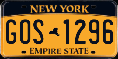 NY license plate GOS1296