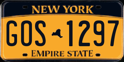 NY license plate GOS1297