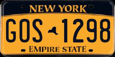 NY license plate GOS1298