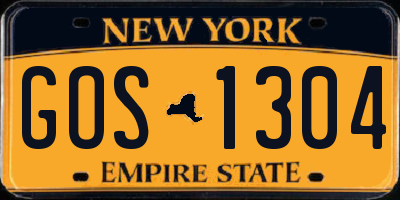 NY license plate GOS1304