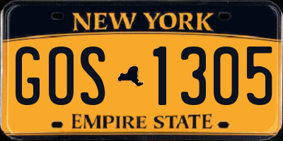 NY license plate GOS1305