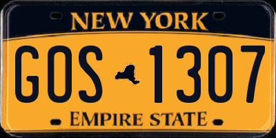 NY license plate GOS1307