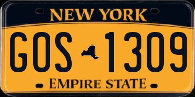 NY license plate GOS1309