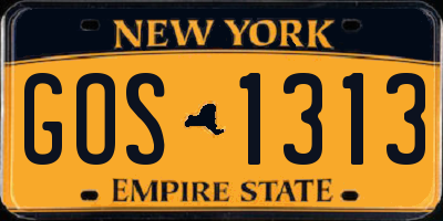 NY license plate GOS1313