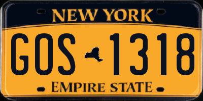 NY license plate GOS1318