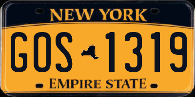 NY license plate GOS1319