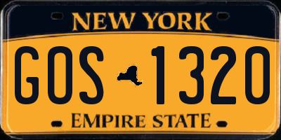 NY license plate GOS1320