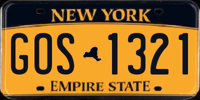 NY license plate GOS1321
