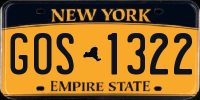 NY license plate GOS1322