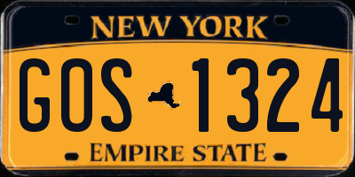 NY license plate GOS1324