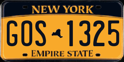 NY license plate GOS1325