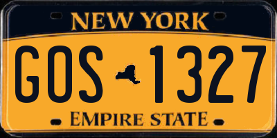 NY license plate GOS1327
