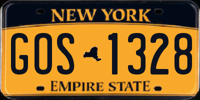 NY license plate GOS1328