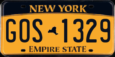 NY license plate GOS1329