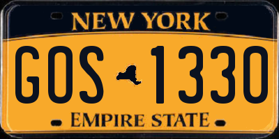 NY license plate GOS1330