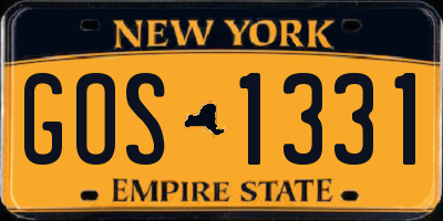 NY license plate GOS1331