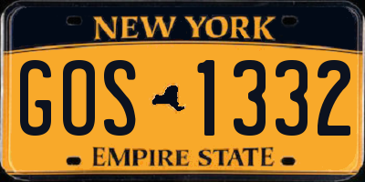 NY license plate GOS1332