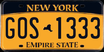 NY license plate GOS1333