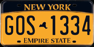 NY license plate GOS1334