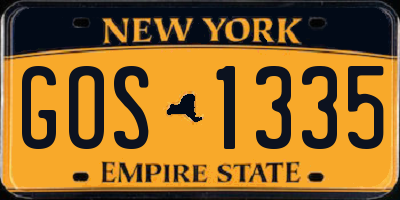 NY license plate GOS1335