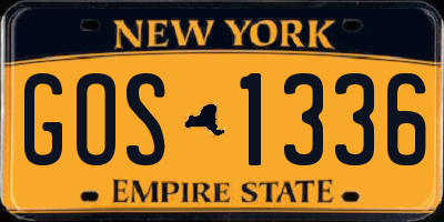 NY license plate GOS1336