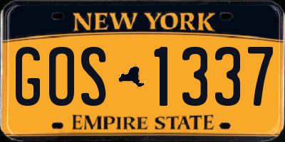 NY license plate GOS1337