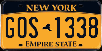 NY license plate GOS1338