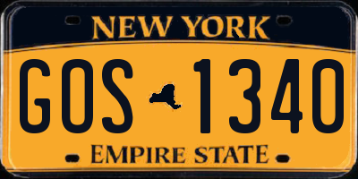 NY license plate GOS1340