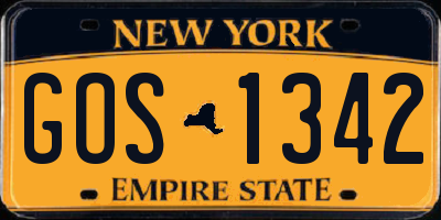 NY license plate GOS1342