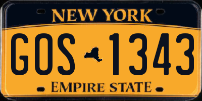 NY license plate GOS1343