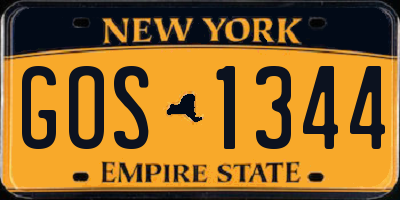 NY license plate GOS1344