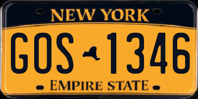 NY license plate GOS1346
