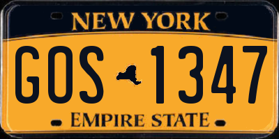 NY license plate GOS1347