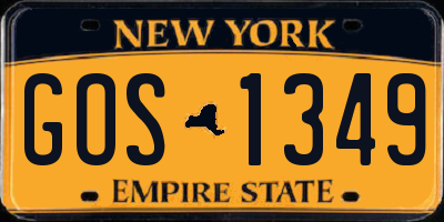 NY license plate GOS1349