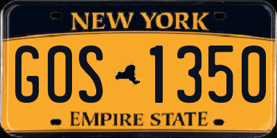 NY license plate GOS1350