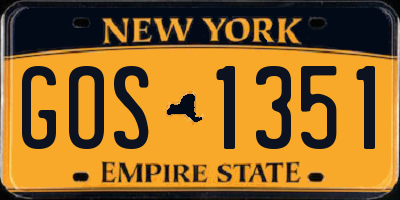 NY license plate GOS1351