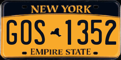 NY license plate GOS1352