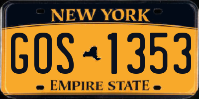 NY license plate GOS1353