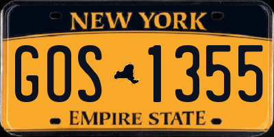 NY license plate GOS1355