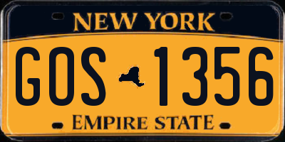 NY license plate GOS1356