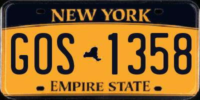 NY license plate GOS1358