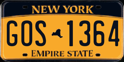 NY license plate GOS1364