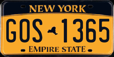 NY license plate GOS1365