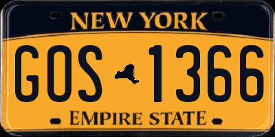NY license plate GOS1366