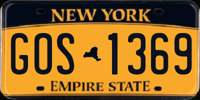 NY license plate GOS1369