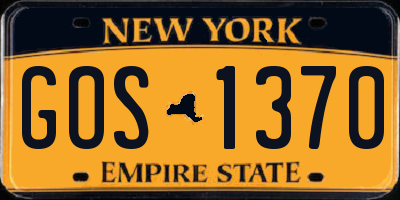 NY license plate GOS1370
