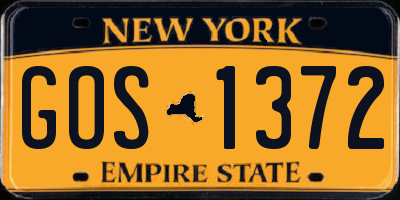 NY license plate GOS1372
