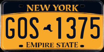 NY license plate GOS1375