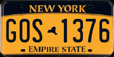 NY license plate GOS1376