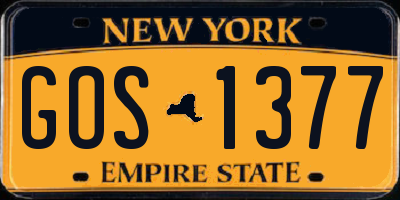 NY license plate GOS1377
